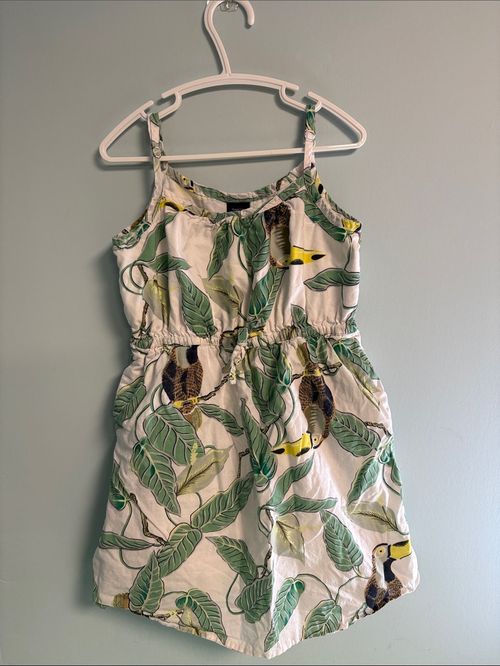 Gap Tropical Toucan Drawstring Dress, Girl Dress Size 6-7